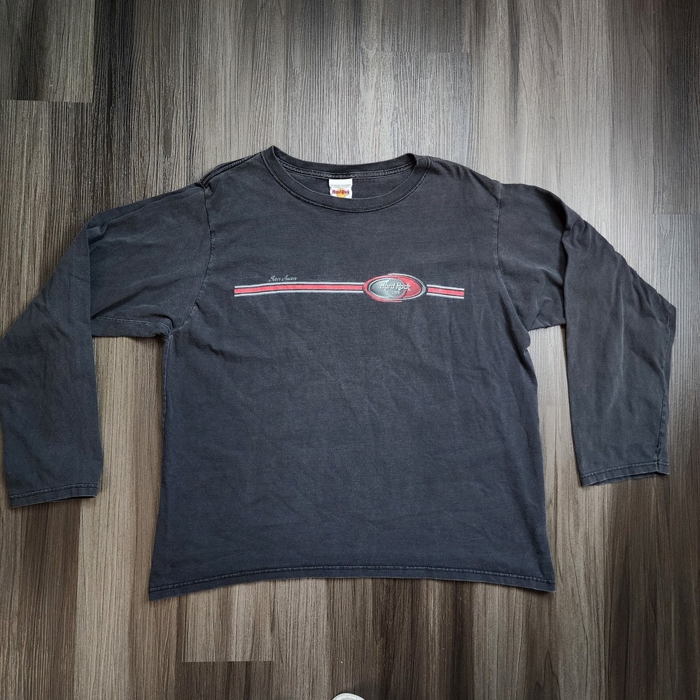 Hard Rock Cafe VTG Y2K Graphic San Juan Long Sleeve Tee T-Shirt Black Adult XL